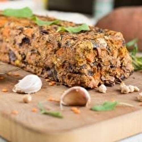 Vegan Festive Lentil Loaf with Nuts and Potatoes