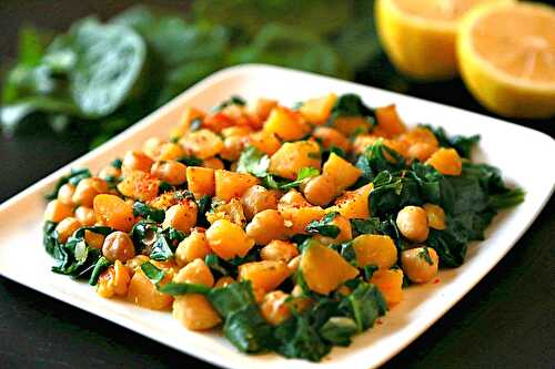 Sweet potato, Chickpeas, with Spinach Dry Curry - :: Nutrizonia ::