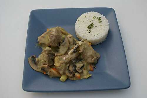Veal blanquette in a white sauce with the thermomix, made in 15 minutes.