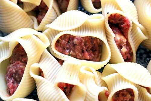 Gefuellte Muschelteigwaren ueberbacken – Baked stuffed Pasta Shells – Pane Bistecca
