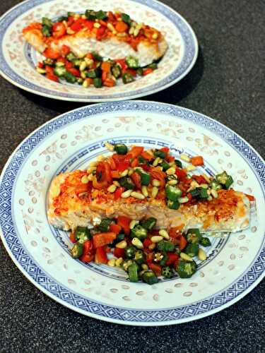 Lachs mit Knuspergemuese – Salmon with crispy veggies – Pane Bistecca