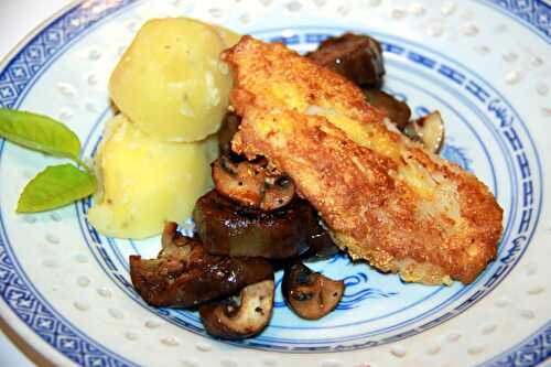 “Poleniertes” Fischfilet mit Gemüse und Kartoffeln – Corn coated Fish Fillets with Veggies and Potatoes – gluten-free – Pane Bistecca