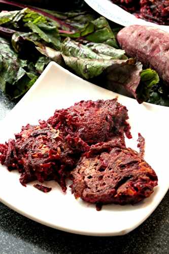 Randen und Suesskartoffel Kuechlein – Beetroot and Sweet Potato Patties – Pane Bistecca