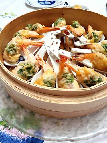 Gedämpfte Garnelen mit Füllung – Steamed Prawns with Stuffing