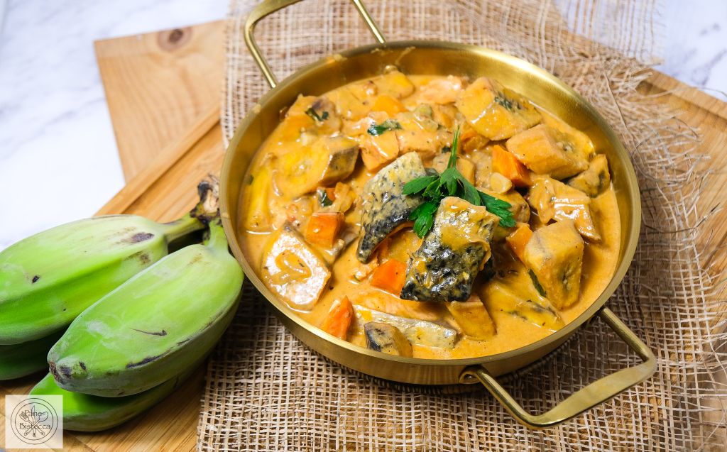 Lachs mit Kochbananen in Kokosnussmilch – Salmon with Plantain in Coconut Milk