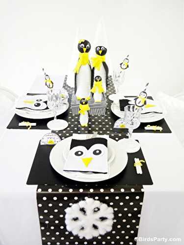 Party Ideas | Party Printables Blog: A Penguin Themed Kids Christmas Holiday Tablescape 