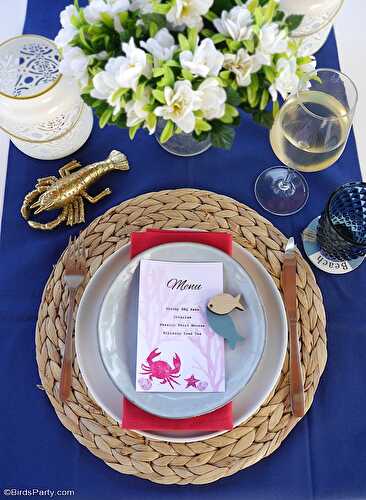 Party Ideas | Party Printables Blog: A Seaside Inspired Tablescape and 3 BBQ Recipes