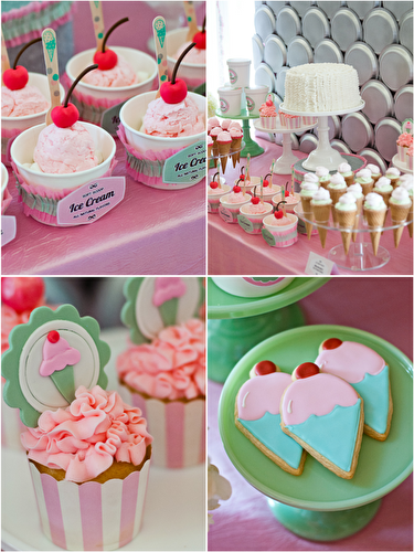 Party Ideas | Party Printables Blog: An Ice Cream Parlor Party Desserts Table 
