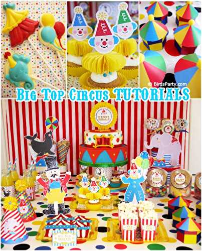 Party Ideas | Party Printables Blog: Big Top Circus Birthday | DIY Little Clown Cupcakes