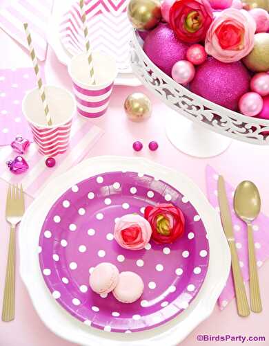 Party Ideas | Party Printables Blog: Christmas Pink Party Tablescape and Free Printables