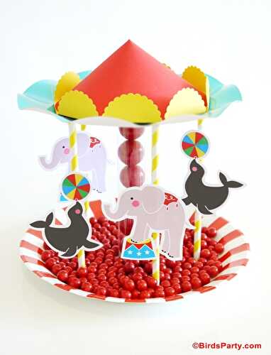 Party Ideas | Party Printables Blog: Circus Birthday Party Ideas | DIY Carousel Candy Centerpiece