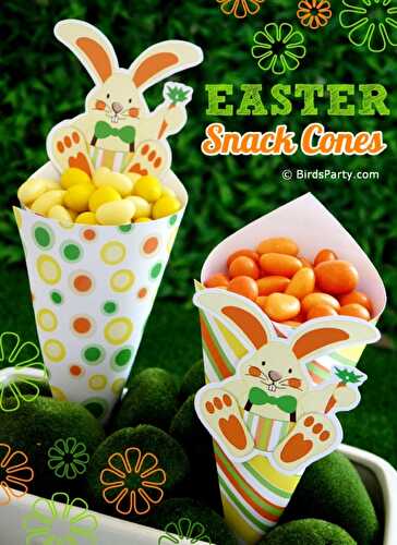 Party Ideas | Party Printables Blog: DIY Easter Bunny Snack Cones Tutorial