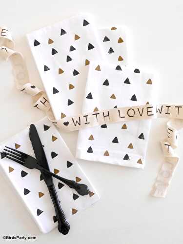 Party Ideas | Party Printables Blog: DIY Geometric Hand Stamped Party Napkins