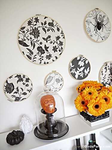 Party Ideas | Party Printables Blog: DIY Halloween Backdrop with Embroidery Hoops