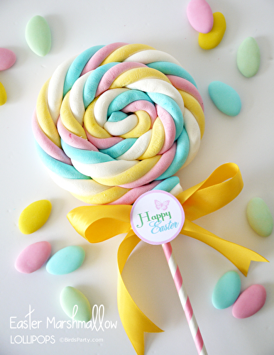 Party Ideas | Party Printables Blog: DIY Marshmallow Lollipops & Free Easter Tags