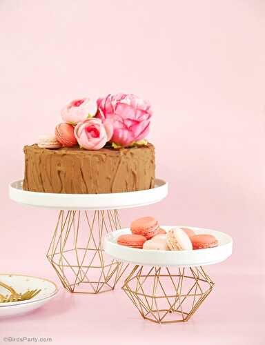 Party Ideas | Party Printables Blog: DIY Metallic Gold Geometric Cake Stand