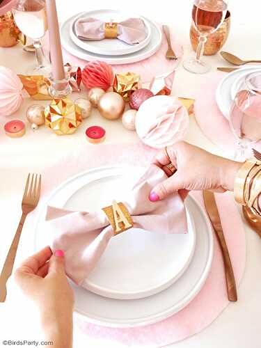 Party Ideas | Party Printables Blog: DIY Pink Bow Napkins & Copper Monogram Napkin Rings