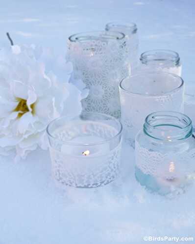 Party Ideas | Party Printables Blog: DIY Quick & Easy Lace Candle Holders