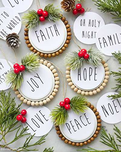 Party Ideas | Party Printables Blog: DIY Rae Dunn Inspired Christmas Tree Ornaments With Printables