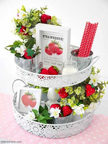 Party Ideas | Party Printables Blog: DIY Strawberry Farmhouse Decor + FREE Felt Strawberry Template
