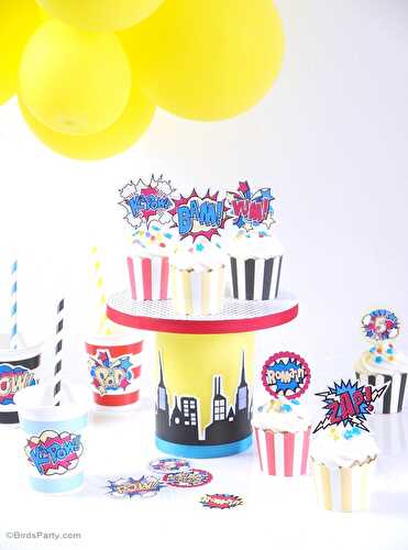 Party Ideas | Party Printables Blog: DIY Superhero Birthday Cupcake Stand