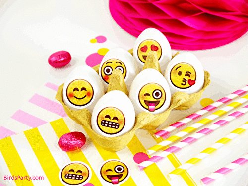 Party Ideas | Party Printables Blog: Emoji DIY Easter Party Eggs with Printables