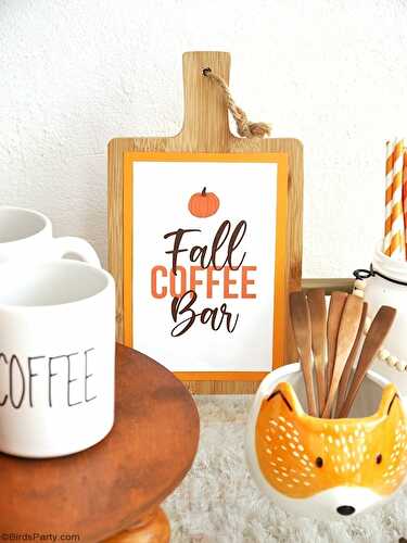 Party Ideas | Party Printables Blog: Fall Coffee Bar, DIY Farmhouse Decor and FREE Printables