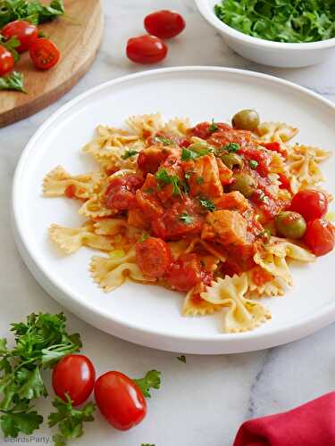 Party Ideas | Party Printables Blog: Farfalle Pasta in a Spicy Tomato and Salmon Sauce