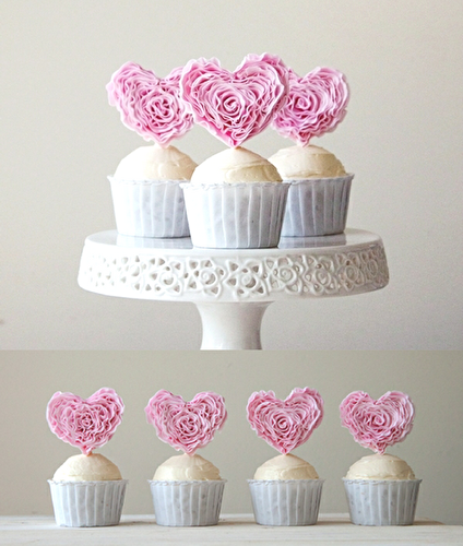 Party Ideas | Party Printables Blog: Giveaway | Ruffle Heart Fondant Cupcake Toppers