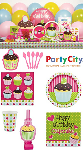 Party Ideas | Party Printables Blog: GIVEAWAY: Win a $200 Cupcake Themed 'Birthday in a Box' from Party City!!