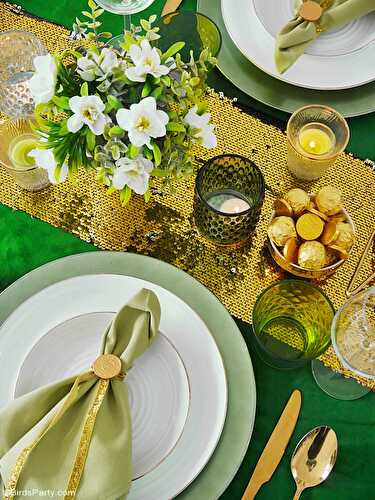 Party Ideas | Party Printables Blog: Green and Gold Saint Patrick's Day Tablescape 🍀