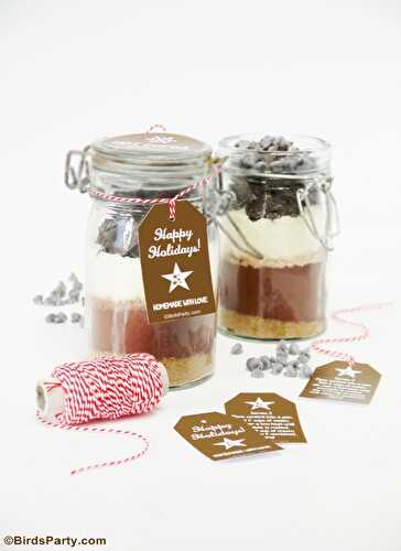 Party Ideas | Party Printables Blog: Hot Cocoa Mix Gift in a Jar with Free Printable Gift Tags 