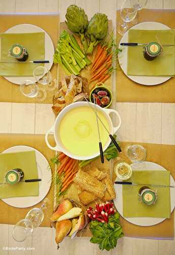 Party Ideas | Party Printables Blog: How to Style a Cheese Fondue Party at Home