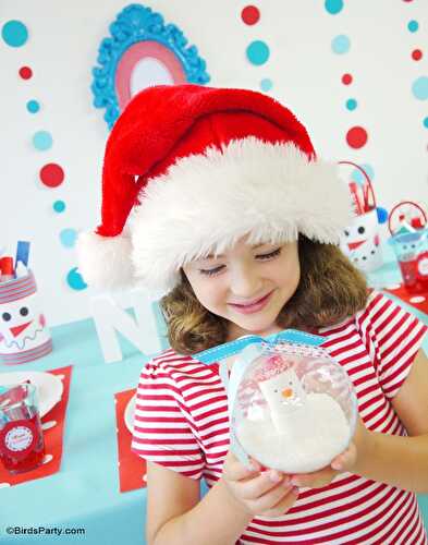 Party Ideas | Party Printables Blog: Kids Red & Teal Snowman Christmas Holiday Tablescape
