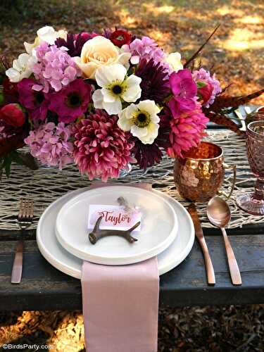 Party Ideas | Party Printables Blog: My Al Fresco Boho Chic Thanksgiving Table