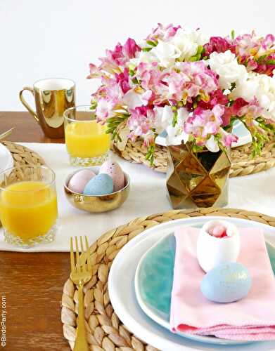 Party Ideas | Party Printables Blog: My Pink, Blue & Gold Easter Brunch Tablescape