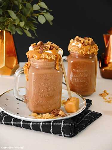 Party Ideas | Party Printables Blog: Peanut Butter Hot Chocolate + Peanut Butter Fudge Drink Stirrers