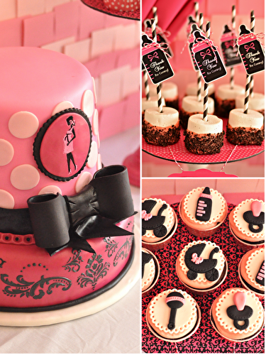 Party Ideas | Party Printables Blog: Pink & Black Glam Baby Shower with Printables