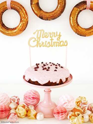 Party Ideas | Party Printables Blog: Pink Cranberry Christmas Cake & DIY Cake Topper
