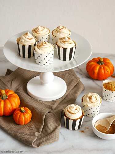 Party Ideas | Party Printables Blog: Pumpkin Spice Cupcakes & Easiest Cream Cheese Frosting EVER!