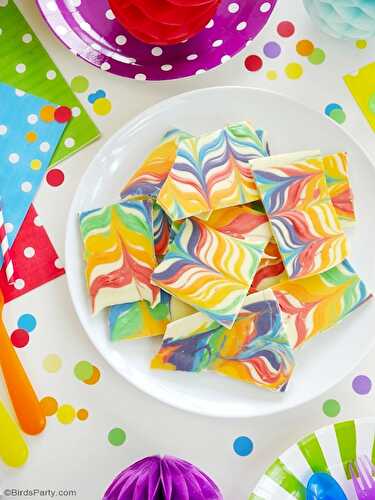 Party Ideas | Party Printables Blog: Rainbow Chocolate Bark Recipe 2 Ways