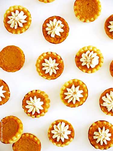 Party Ideas | Party Printables Blog: Recipe | Bite-Size Pumpkin Pies with Mascarpone Cream