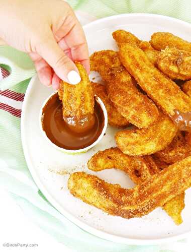Party Ideas | Party Printables Blog: Recipe | Homemade Cinnamon Churros with Nutella Sauce