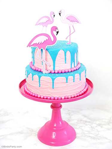 Party Ideas | Party Printables Blog: Recipe | How To Make a Flamingo Drip Cake