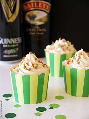 Party Ideas | Party Printables Blog: Recipe | Stout Chocolate Cupcakes with Irish Cream Frosting 