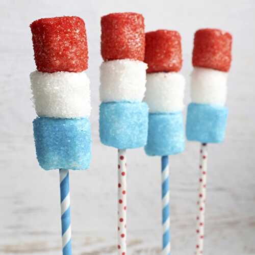 Party Ideas | Party Printables Blog: Red, White and Blue DIY Marshmallow Pops