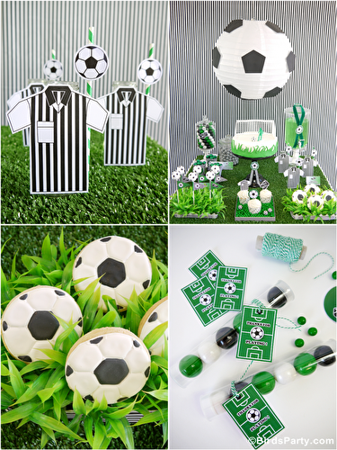 Party Ideas | Party Printables Blog: Soccer Football Birthday Party Desserts Table & Printables