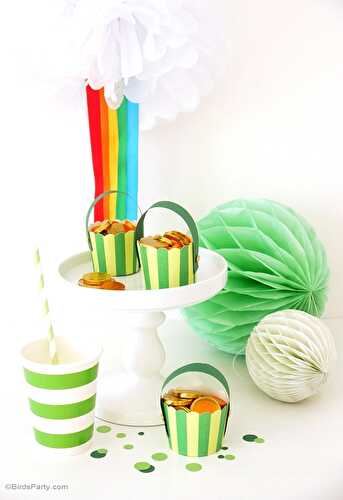 Party Ideas | Party Printables Blog: St Patrick's Day | DIY Pot of Gold & Rainbow Pompom