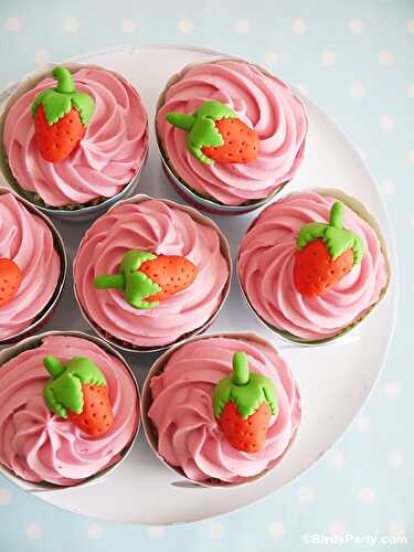 Party Ideas | Party Printables Blog: Strawberry Cupcakes & DIY Fondant Strawberry Toppers