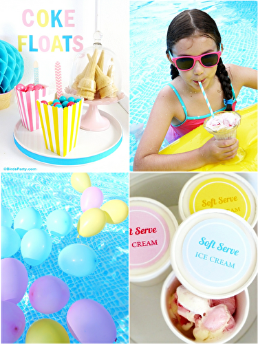 Party Ideas | Party Printables Blog: Summer Pool Party Ideas & Coke Float Station